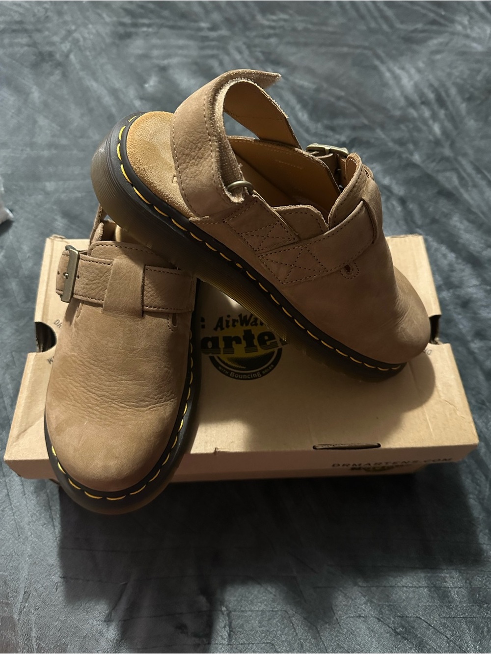 Dr. Martens Jorge II Tan Suede Buckle Mules - W7